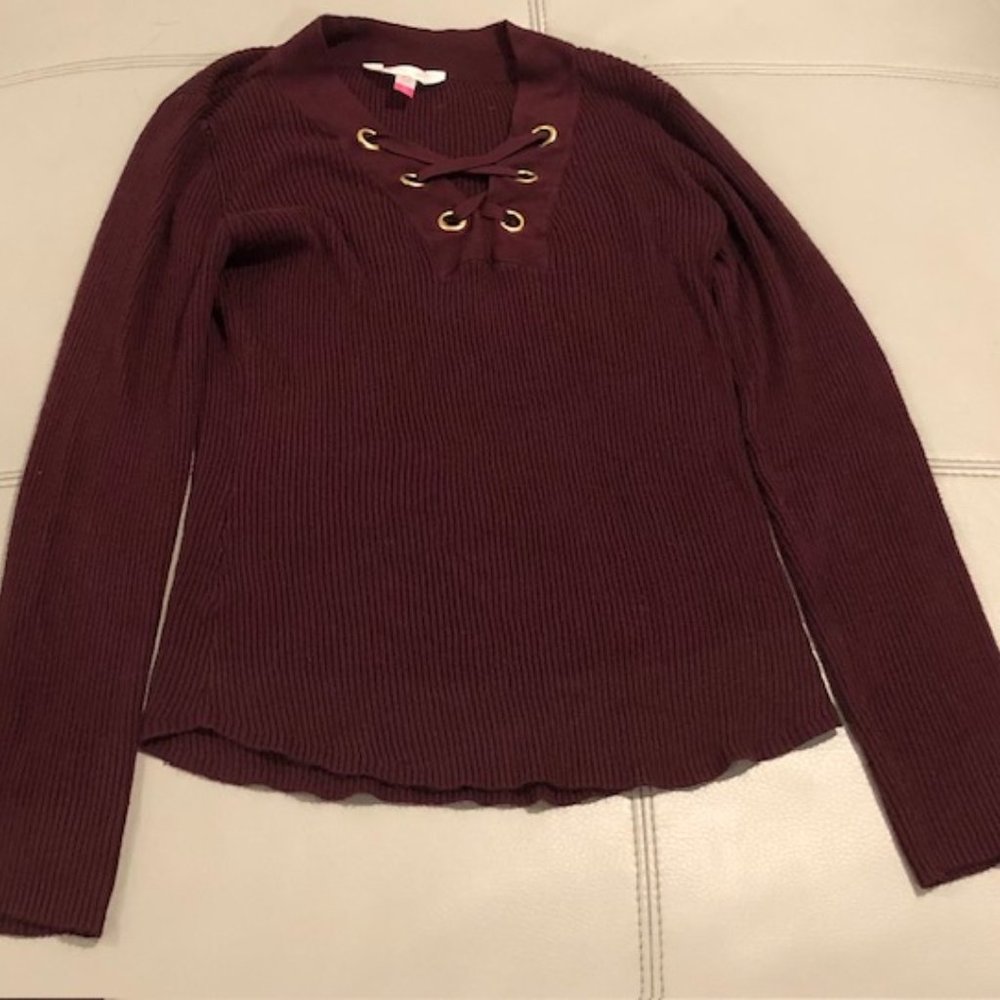 Cute No Boundaries Magenta V-Neck Long sleeves Top